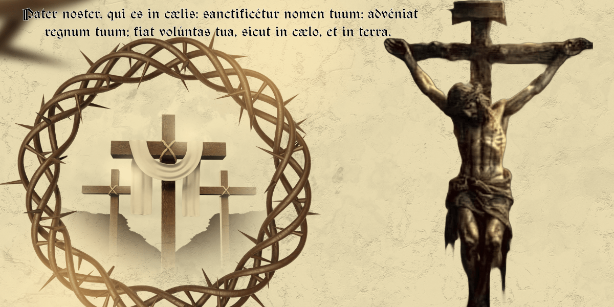 Pater noster, qui es in cælis: sanc­ti­ficétur nomen tuum; advéniat regnum tuum; fiat volúntas tua, sicut in cælo, et in terra.