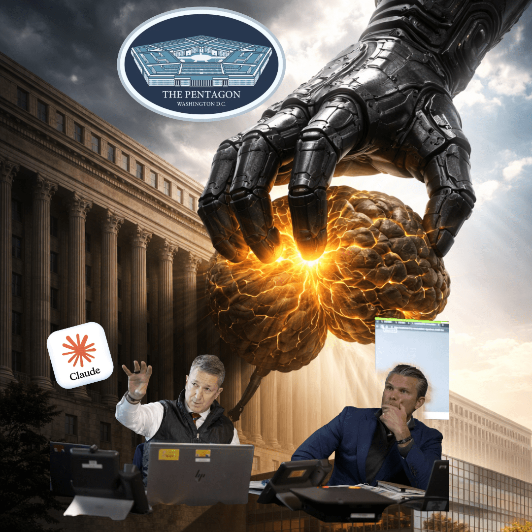 Ilustración sobre el conflicto entre el Pentágono y Anthropic por el control de Claude, la inteligencia artificial con restricciones éticas