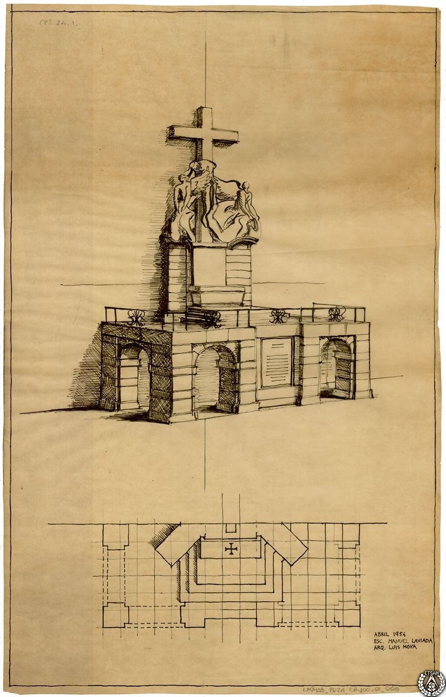 Boceto del monumento a los Héroes del Simancas atribuido a Luis Moya Blanco.