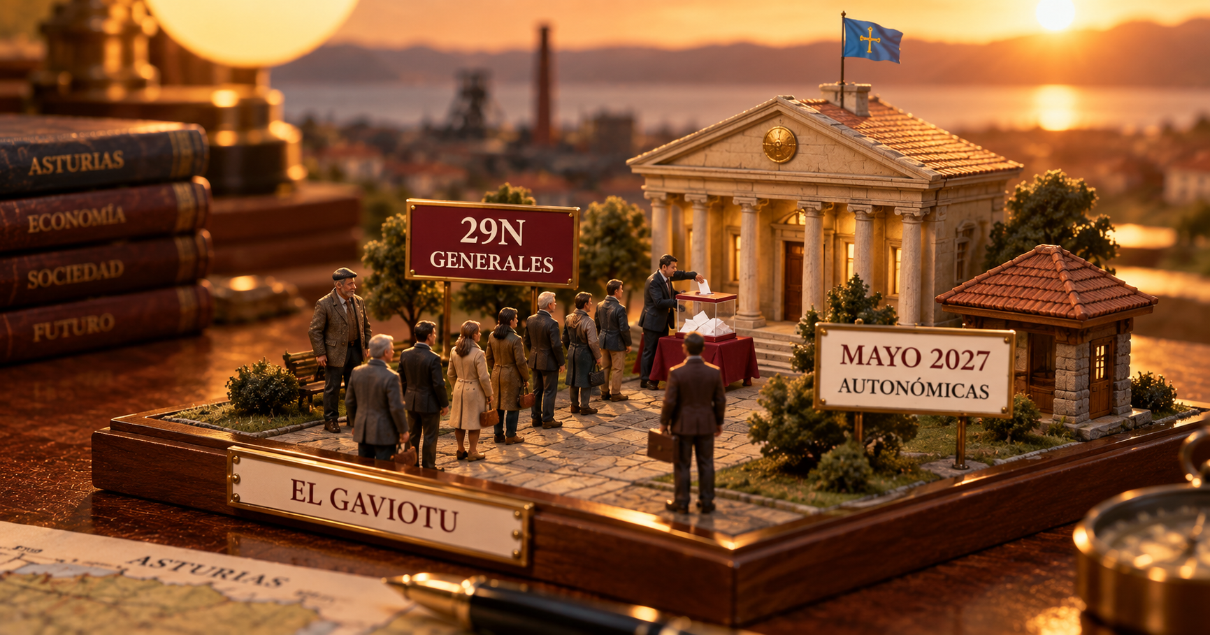 Diorama en 3D sobre las elecciones generales del 29 de noviembre en Asturias